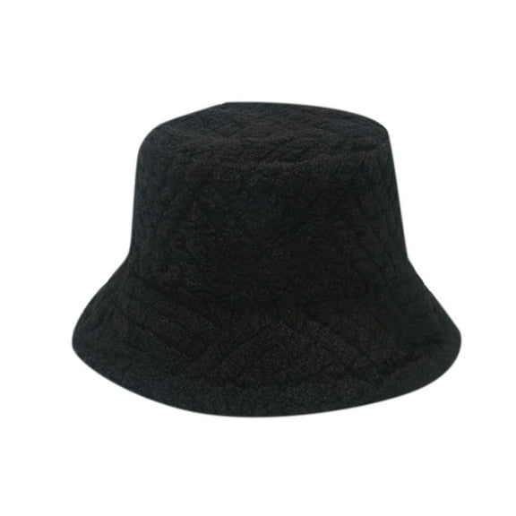 YAYUBA Bucket Hat,Lamb Wool Plush Hats Solid Color Wide Brims Caps Fall Winter Plush Hat Plush Hat Bucket Hats