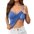 thumbnail image 1 of YAYUBA Camisole Tank Top for Women with Built-in Padded Shelf Bra Support,Spaghetti Strap Layering Camis, Basic Undershirt,Sky Blue,M, 1 of 7