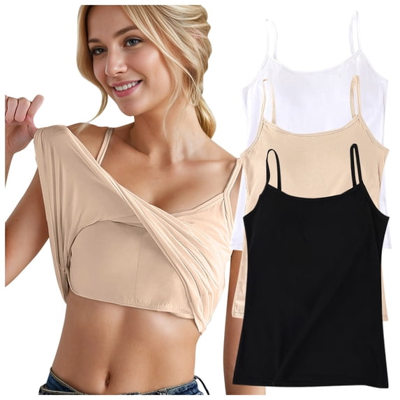 YAYUBA Camisole With Built In Bra Womens Solid Tank Tops With Built In Padded Bra Basic Breathable Tank Tops Camisole Yoga Cami Shirts
