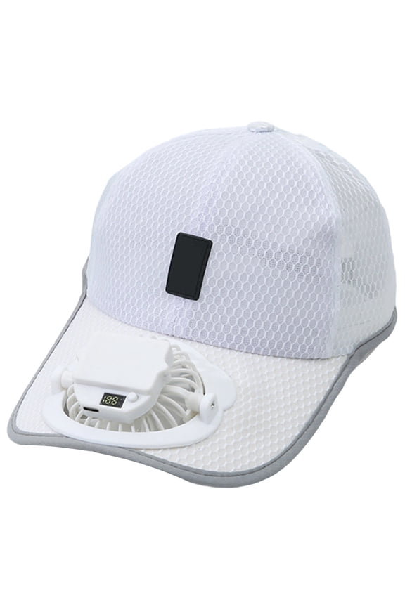 Cap With Fan Baseball Cap Summer Outdoor Solar Energy Hat Cap Cooler Fan Baseball Cap Sun Cap,White