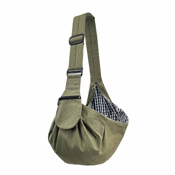 YAYUBA Cat Carrier Sling Bag, Soft Comfortable Cat Carrier Pouch Dog Carriers for Small Dogs Widened Shoulder Straps with Outer Pocket for Outdoor Walking and Travel,Green
