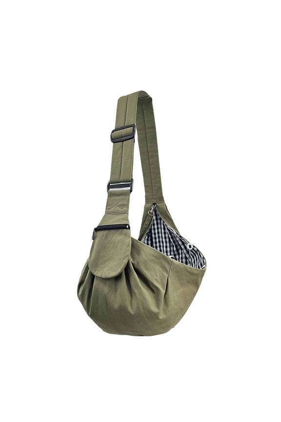 Cat Carrier Sling Bag, Soft Comfortable Cat Carrier Pouch Dog Carriers for Small Dogs Widened Shoulder Straps with Outer Pocket for Outdoor Walking and Travel,Green