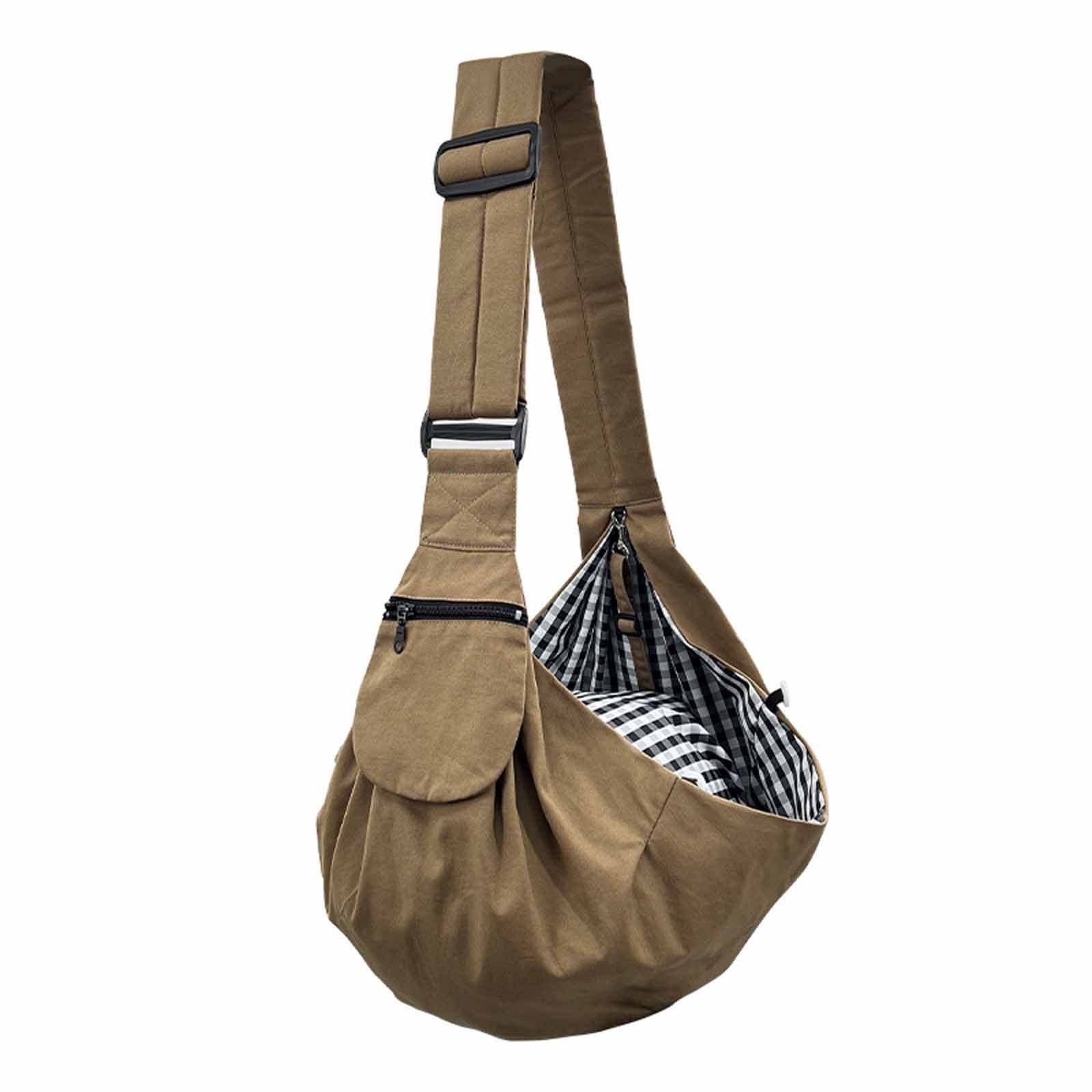 YAYUBA Cat Carrier Sling Bag, Soft Comfortable Cat Carrier Pouch Dog Carriers for Small Dogs Widened Shoulder Straps with Outer Pocket for Outdoor Walking and Travel,Khaki
