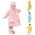 thumbnail image 1 of YAYUBA Children's Raincoat With School Bag And Hood Boys Girls Students Animal Cartoon Print Long Raincoat, Light Blue, 5-6 Years, 1 of 8