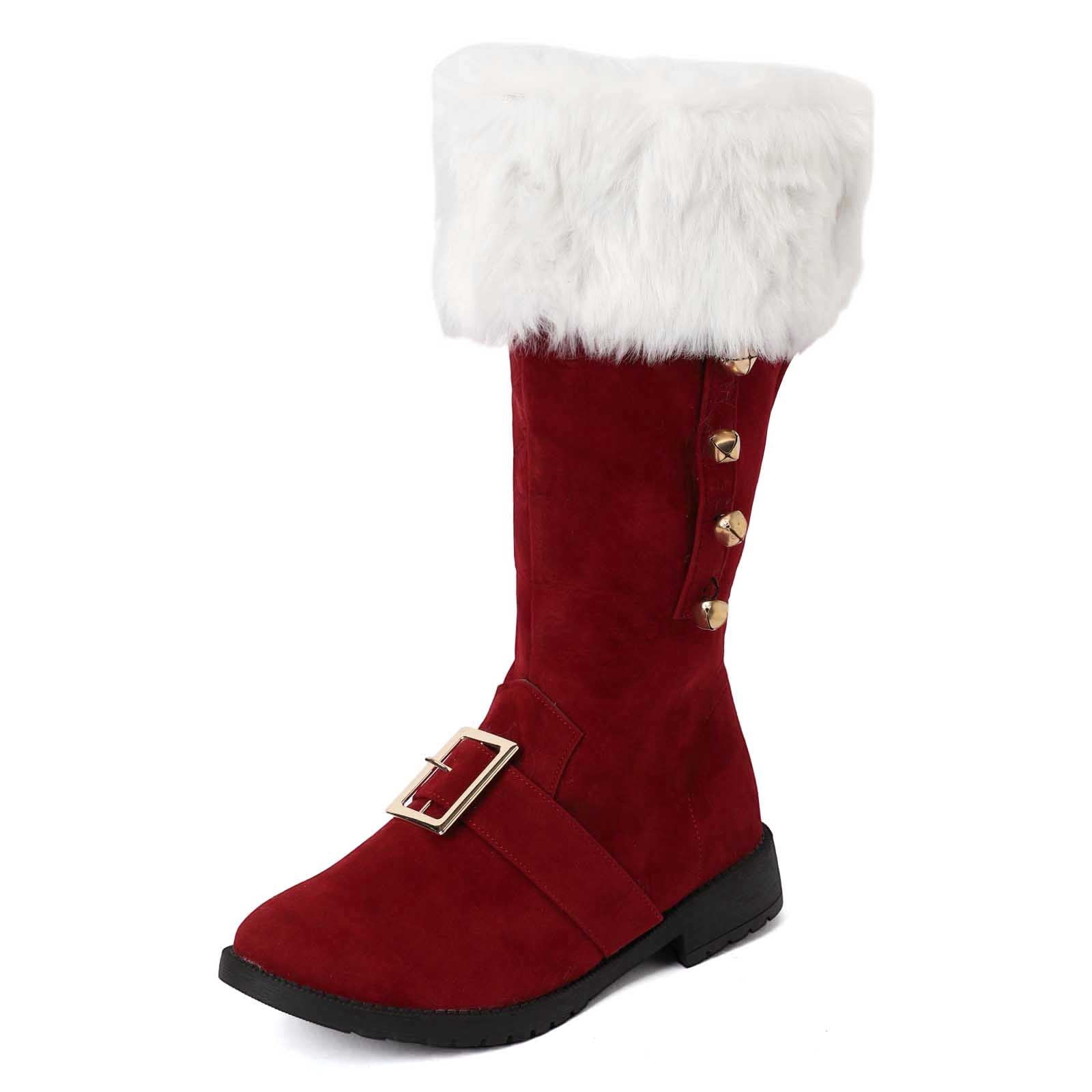 YAYUBA Christmas Santa Claus Boots Men's Wide Calf Santa Combat