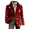 thumbnail image 1 of YAYUBA Christmas Suit for Men Slim Fit Lapel Corduroy Blazer Jacket Business Work Wedding Dress Tuxedo Xmas Holiday Sports Coat, 1 of 3