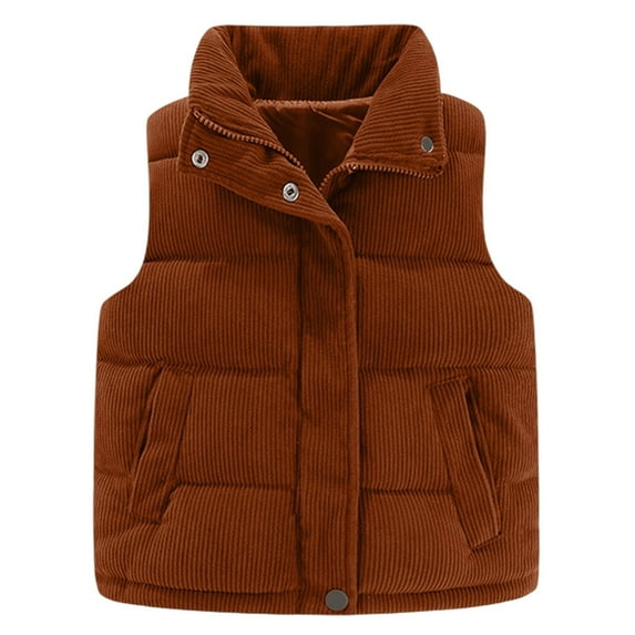 YAYUBA Corduroy Vest for Toddler Sleeveless Winter Jacket Stand Collar Thick Warm Coat