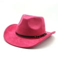 thumbnail image 1 of YAYUBA Cowboy Hat Men Women with Ribbon Cowgirl Western Hat Cowboy Hats for Women,Hot Pink, 1 of 2