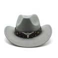 thumbnail image 1 of YAYUBA Cowboy Hat Men Women with Ribbon Cowgirl Western Hat Cowboy Hats for Women,Light Gray, 1 of 2