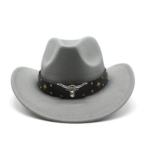 YAYUBA Cowboy Hat Men Women with Ribbon Cowgirl Western Hat Cowboy Hats for Women,Light Gray