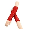 thumbnail image 1 of YAYUBA Fashion Sparkly Sequins Long Fingerless Elastic Glitter Rave Party Costume Gloves for Women and Girls, 1 of 4