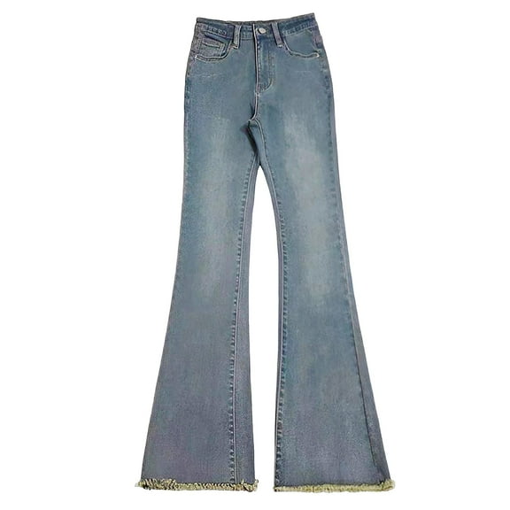 YAYUBA Flare Jeans for Women Women's Bootcut Bell Bottom Jeans Crossover High Waisted Stretch Bell Bottoms Jeans Flare Leggings with Pockets Trendy Yoga Pants