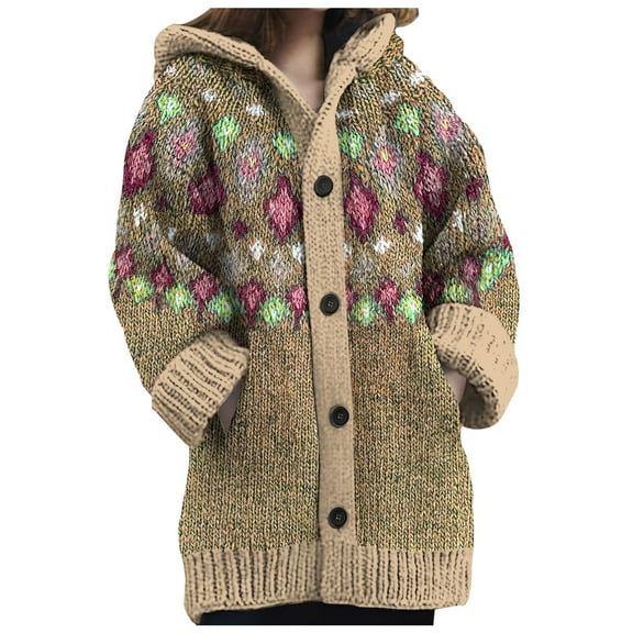 YAYUBA Jackets for Women Oversized Plaid Long Sleeve Hooded Jacket Fall Winter Casual Warm Outwear