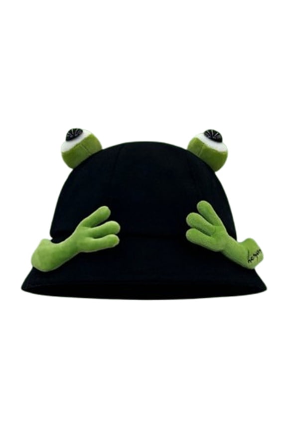 Funny Cartoon Sun Hat for Outdoor Summer Beach Wide Brim Fisherman Cap With UPF 50 Sun for Gardening Travel Party,Black