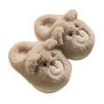 thumbnail image 1 of YAYUBA Funny Slippers,Girls Fuzzy Bear Slippers Winter Warm Indoor Comfortable Home Footwear For Toddlers And Children,2-2.5 Years,Khaki, 1 of 8