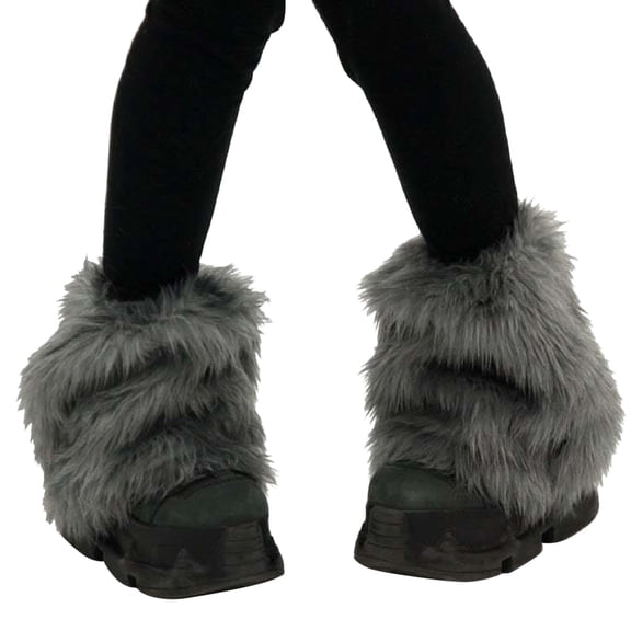 YAYUBA Furry Faux Fur Leg Warmers Artificial Fur Long Boot Covers Fluffy and Stretchy Leg Warmers For Christmas High Heels Boots