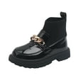thumbnail image 1 of YAYUBA Girl's Platform Loafers Slip On Chain Chunky Shoes Round Toe School Uniform Dress Flats Size 2 Big Kids Black, 1 of 9