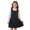 thumbnail image 1 of YAYUBA Girl's Uniform Polo Dress Collar Puff Short Sleeve Dress Ruffle Button Down Cute Shirtdress Kids Preppy School Uniform Dress 12-13 Years Black, 1 of 7