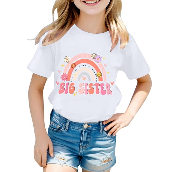 YAYUBA Girls 5t Shirts Solid Color Crewneck Back To School Short Sleeve Tee for Toddler Comfortable Holiday Shirts Preppy Little Girls Clothes, 3-4 Years, White
