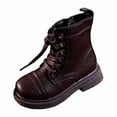 thumbnail image 1 of YAYUBA Girls Boys Combat Ankle Boots Side Zipper Shoes with Lace Up for Toddler/Little Kid/Big Kid Size 12,Brown, 1 of 8