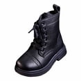 thumbnail image 1 of YAYUBA Girls Boys Combat Ankle Boots Side Zipper Shoes with Lace Up for Toddler/Little Kid/Big Kid Size 13,Black, 1 of 8
