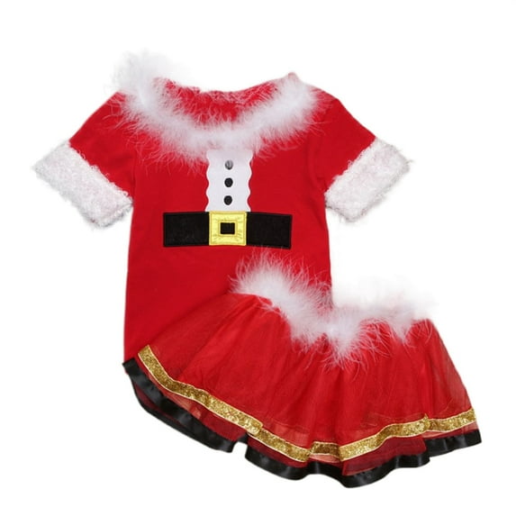 YAYUBA Girls Christmas Dress Christmas Elf Santa Holiday Dress Up Clothes Santa Little Helper Suit Hat Ear Belt Socks Set
