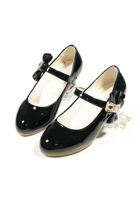 Girls Dress Shoes Girls High Heel Sparkly Flower Girl Shoes Closed Toe Ankle Strap Princess Girl Pump for Little Big Kids Formal Wedding Party Birthday
