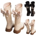 thumbnail image 1 of YAYUBA Girls Knee High Boots Cowgirl Boots Fashion Lug Sole Side Zipper Tall Riding Boots for Toddler Little Kid Big Kid Size 9.5,Beige, 1 of 5