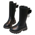 thumbnail image 1 of YAYUBA Girls Knee High Boots Side Zipper Riding Shoes for Little Kid/Big Kid Size 1,Black, 1 of 7