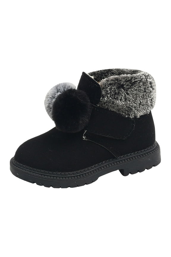 Girls Winter Boots Size 5,Girls Winter Snow Boots Warm Comfortable Non Thick Sole Zipper Ankle Shoes for Cold Weather,Black