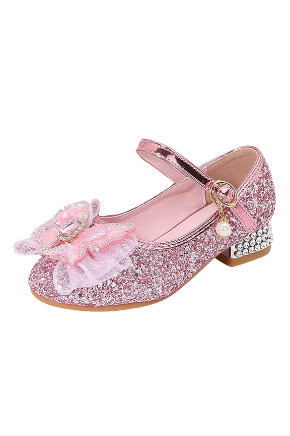 Glitter Princess Shoes Girls Sparkly High Heels Dress Shoes Dress Up Toddler Little Kids Big Girls