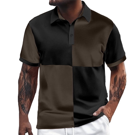 YAYUBA Golf Polos Men Button Up Crew Neck Big and Tall Breathable Short Sleeve Stretch Athletic Fit Active Fit Casual Weekend Wear