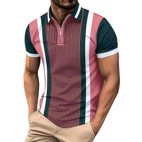 YAYUBA Green Polo for Men Classic Button V Neck Big and Tall Sport Ribbed Collared Tee Quick Dry Comfy Regular Fit Work Short Sleeve