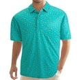 thumbnail image 1 of YAYUBA Green Striped Shirt Basic Tee Button Collar V Neck Big and Tall Breathable Short Sleeve Quick Dry Loose Fit Comfy Casual Polo Tops, 1 of 3
