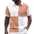 thumbnail image 1 of YAYUBA Green Striped Shirt Basic Tee Button Collar V Neck Big and Tall Collared Shirt Stretch Athletic Fit Oversized Casual Golf Tops, 1 of 9