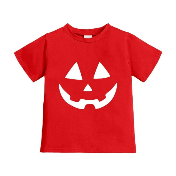 YAYUBA Halloween Shirt for Toddler Boy Girl Pumpkin Ghost Face Crewneck Short Sleeve Tshirt for Kid Halloween Clothes Top for 10-11 Years