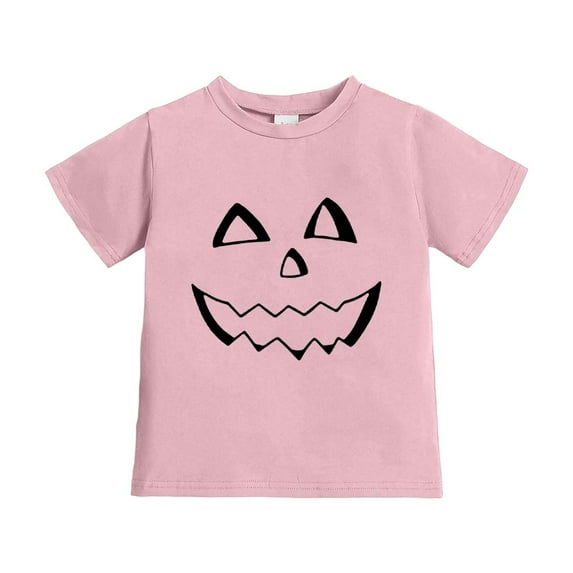 YAYUBA Halloween Shirt for Toddler Boy Girl Pumpkin Ghost Face Crewneck Short Sleeve Tshirt for Kid Halloween Clothes Top for 10-11 Years