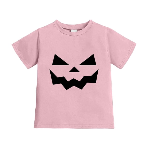 YAYUBA Halloween Shirt for Toddler Boy Girl Pumpkin Ghost Face Crewneck Short Sleeve Tshirt for Kid Halloween Clothes Top for 12-13 Years