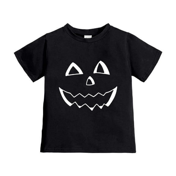 YAYUBA Halloween Shirt for Toddler Boy Girl Pumpkin Ghost Face Crewneck Short Sleeve Tshirt for Kid Halloween Clothes Top for 3-4 Years