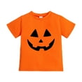 thumbnail image 1 of YAYUBA Halloween Shirt for Toddler Boy Girl Pumpkin Ghost Face Crewneck Short Sleeve Tshirt for Kid Halloween Clothes Top for 3-4 Years, 1 of 2