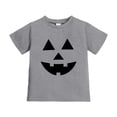 thumbnail image 1 of YAYUBA Halloween Shirt for Toddler Boy Girl Pumpkin Ghost Face Crewneck Short Sleeve Tshirt for Kid Halloween Clothes Top for 4-5 Years, 1 of 2