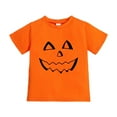 thumbnail image 1 of YAYUBA Halloween Shirt for Toddler Boy Girl Pumpkin Ghost Face Crewneck Short Sleeve Tshirt for Kid Halloween Clothes Top for 4-5 Years, 1 of 2