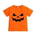 thumbnail image 1 of YAYUBA Halloween Shirt for Toddler Boy Girl Pumpkin Ghost Face Crewneck Short Sleeve Tshirt for Kid Halloween Clothes Top for 6-7 Years, 1 of 2