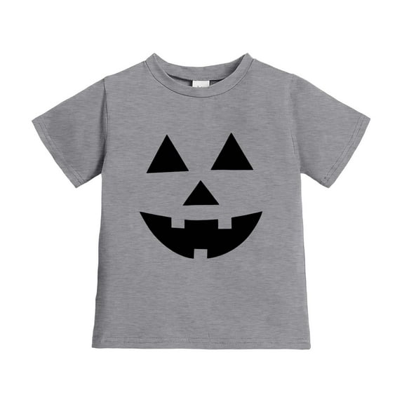 YAYUBA Halloween Shirt for Toddler Boy Girl Pumpkin Ghost Face Crewneck Short Sleeve Tshirt for Kid Halloween Clothes Top for 8-9 Years