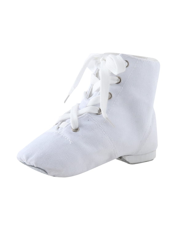 Jazz Shoes for Girls Canvas Dance Boots Split Sole Ballroom Dancing Flat White