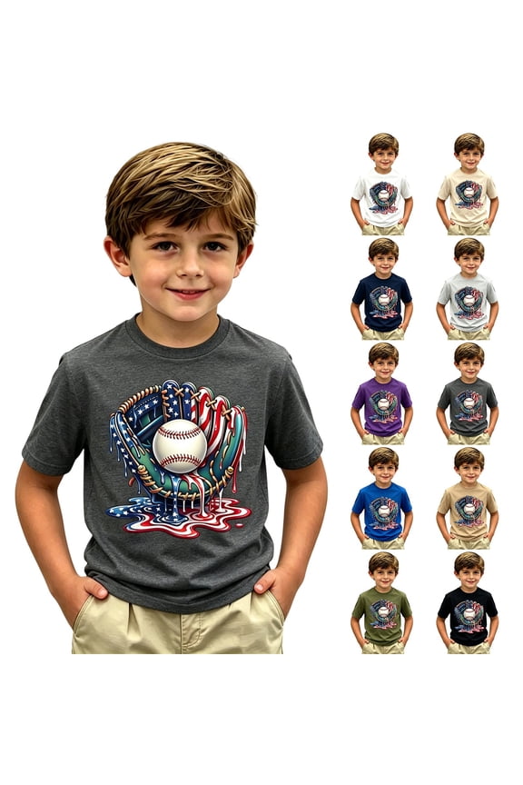 Kids Boy Girls Baseball Shirt Baseball Team Graphic T-Shirt Base Ball Fans Tees Game Day Outfit Top Size 6-7 Years, Dark Gray