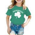 thumbnail image 1 of YAYUBA Kids Shirts Girls 5-6 Letter Print Round Neck Back To School Short Sleeve T-Shirt Loose Vacation Tops Preppy Clothes for Children, 12-13Years, Beige, 1 of 3