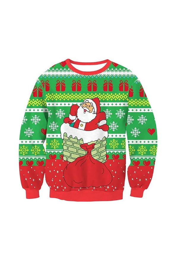 Kids Christmas Sweater Crewneck Pullover Xmas Winter Warm Sweaters Tops for Boys Girls Xmas Party Sweatshirt