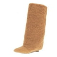 thumbnail image 1 of YAYUBA Knee High Boots Women Fold Over Knee High Boots Chunky High Heels Long Boots Zipper Pointed Toe Dress Tall Boots for Women Size 7,Khaki, 1 of 9