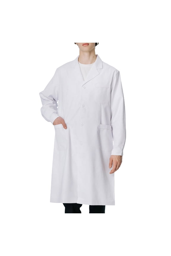 Lab Coat For Woman Long ,Button Down Cotton Blend Long Medical Coat,White Long Sleeve Unisex Science Chemistry Lab Coat,White,S